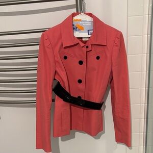 Teenflo Coral single-Breasted Tailored Jacket with Black Belt size 8